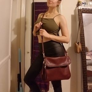 Burgundy/maroon crossbody purse! W/ cute tassels